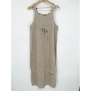 J. Jill Vintage Cottagecore Apron Dress Sleeveless 80s/ 90s Linen Midi Maxi Farm